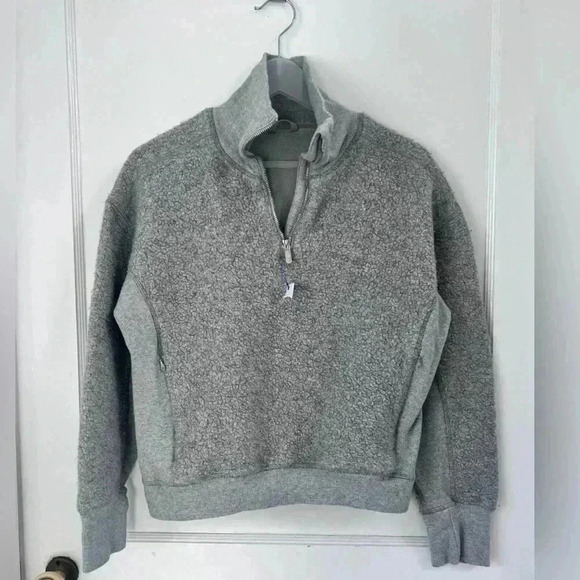 Lululemon stand out Sherpa half zip grey sweater Size 4 - Picture 1 of 7